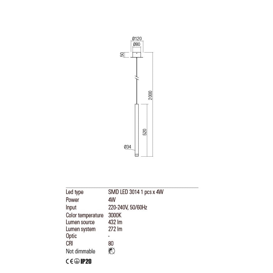Redo 01-2043 - LED Lustr na lanku MADISON LED/4W/230V zlatá