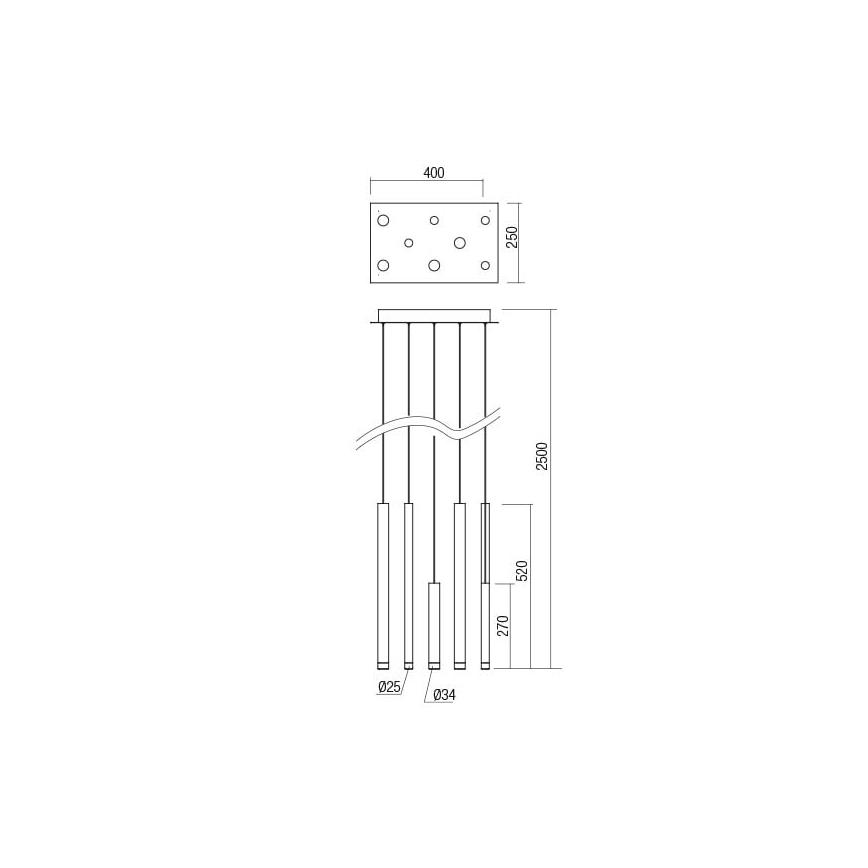 Redo 01-2049 - LED Lustr na lanku MADISON 8xLED/4W/230V lesklý chrom/černá/měď