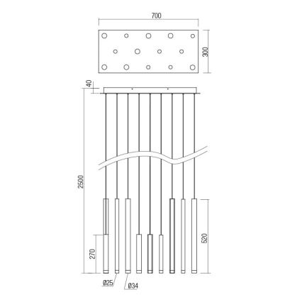 Redo 01-2056 - LED Lustr na lanku MADISON 14xLED/4W/230V černá