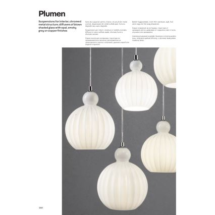 Redo 01-2063 - Lustr na lanku PLUMEN 1x/E14/40W/230V pr. 15 cm šedá