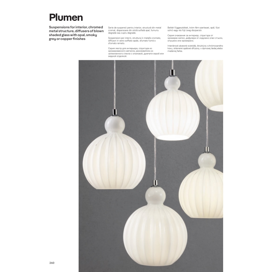 Redo 01-2063 - Lustr na lanku PLUMEN 1x/E14/40W/230V pr. 15 cm šedá