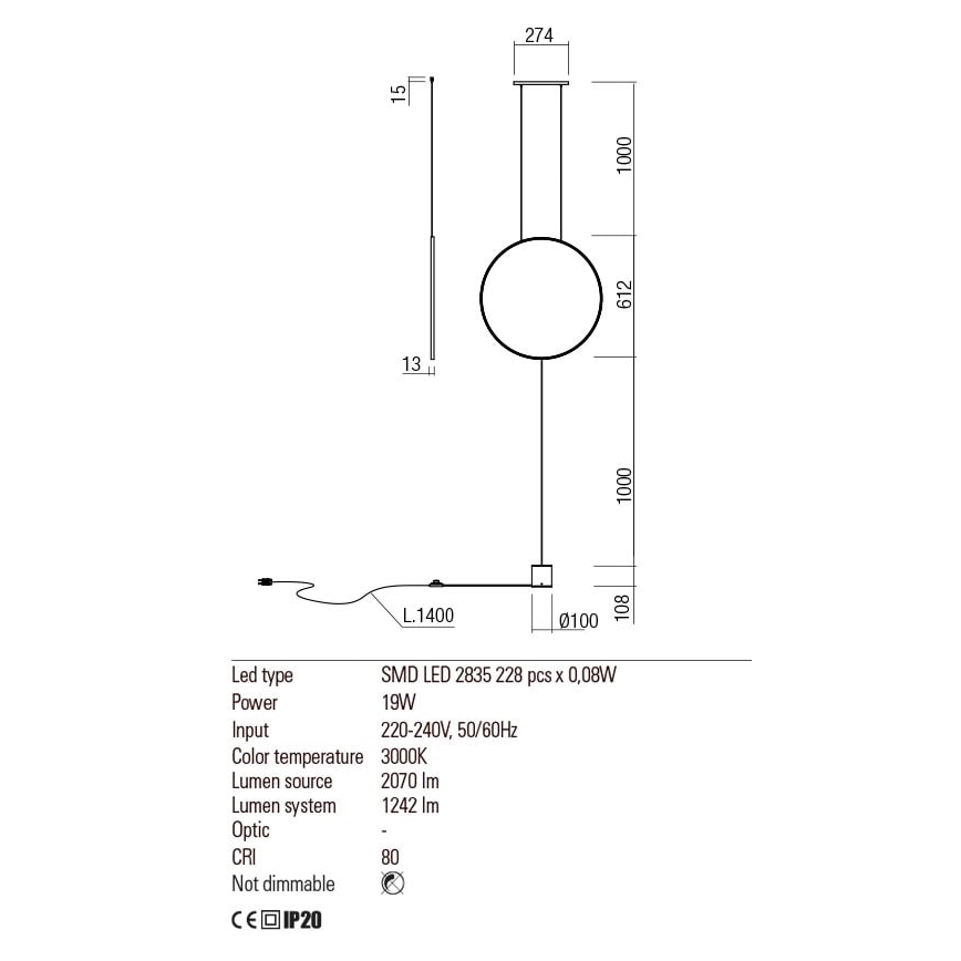 Redo 01-2197 - LED Stojací lampa SLICK LED/19W/230V černá