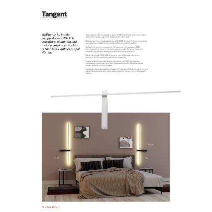 Redo 01-2200 - LED Nástěnné svítidlo TANGENT LED/14W/230V 3000K 125,4 cm bílá