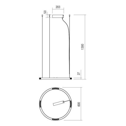 Redo 01-2202 - LED Lustr na lanku UNION LED/34W/230V 3000K pr. 60 cm bílá