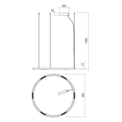 Redo 01-2205 - LED Lustr na lanku UNION LED/50W/230V 3000K pr. 90 cm bílá