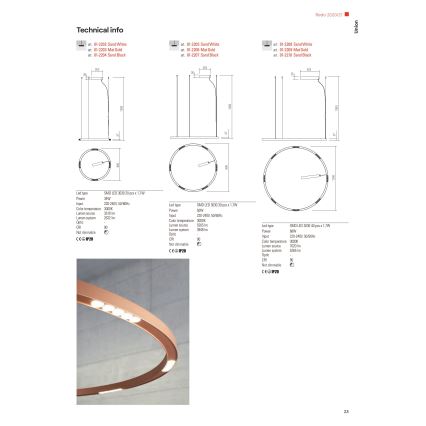 Redo 01-2208 - LED Lustr na lanku UNION LED/68W/230V CRI 90 3000K pr. 120 cm bílá