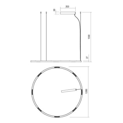 Redo 01-2208 - LED Lustr na lanku UNION LED/68W/230V CRI 90 3000K pr. 120 cm bílá
