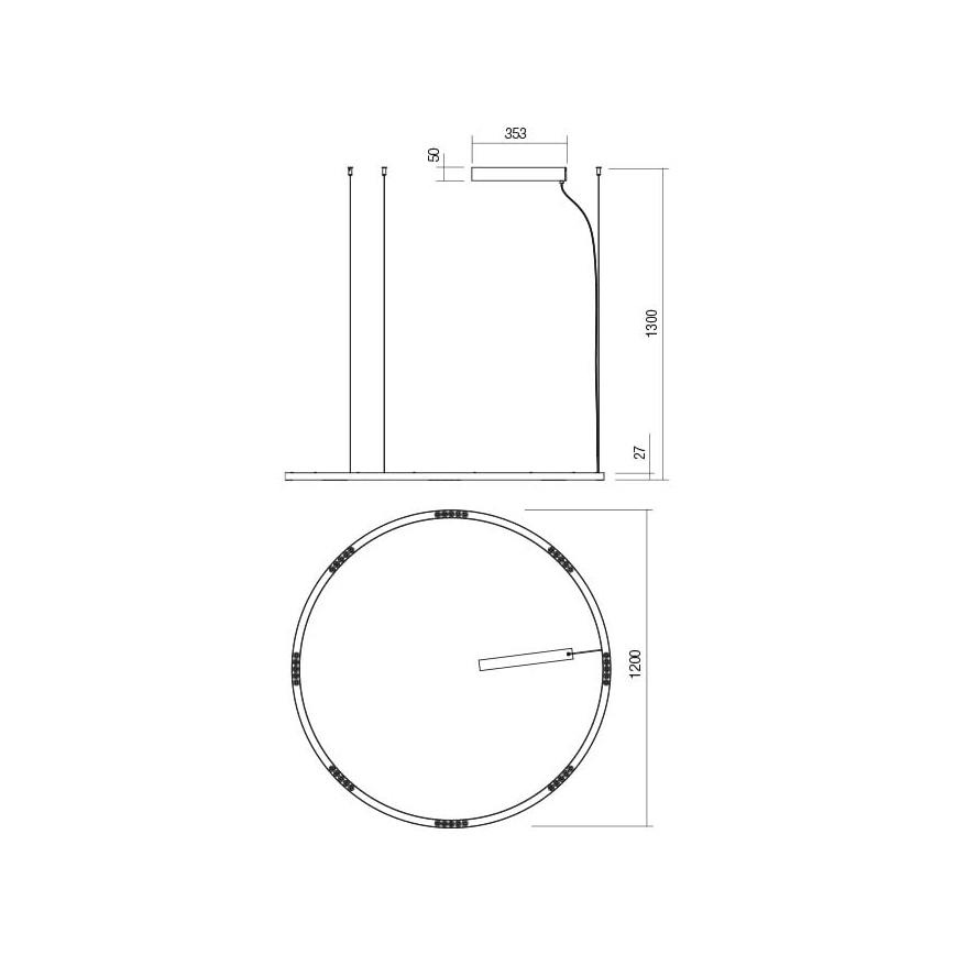 Redo 01-2208 - LED Lustr na lanku UNION LED/68W/230V CRI 90 3000K pr. 120 cm bílá
