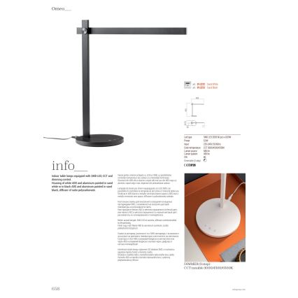 Redo 01-2212 - LED Stmívatelná dotyková stolní lampa OMEO LED/5,5W/230V 3000/4500/6500K bílá