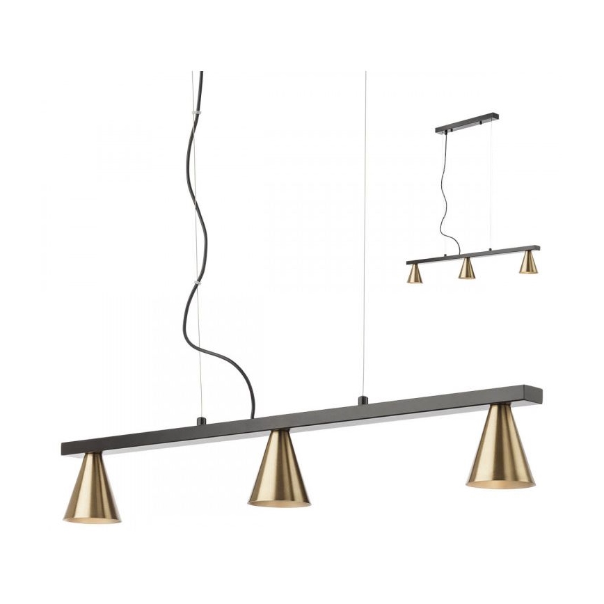 Redo 01-2218 - Lustr na lanku ZUMA 3xGU10/15W/230V černá/zlatá