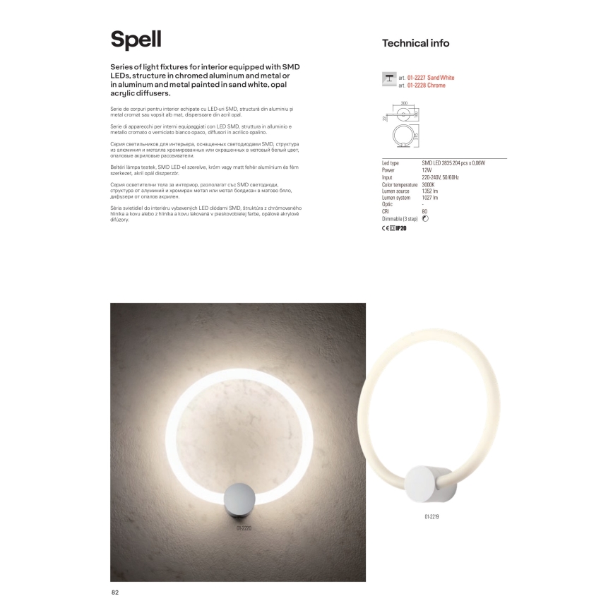 Redo 01-2226 - LED Stmívatelný přisazený lustr SPELL LED/54W/230V 3000K lesklý chrom