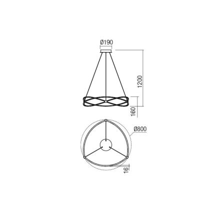 Redo 01-2251 - LED Stmívatelný lustr na lanku QUARK LED/43W/230V 3000K pr. 60 cm matný chrom