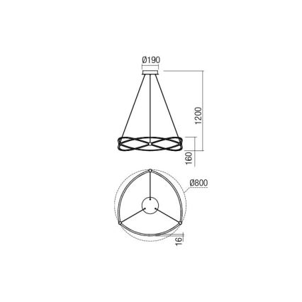 Redo 01-2251 - LED Stmívatelný lustr na lanku QUARK LED/43W/230V 3000K pr. 60 cm chrom