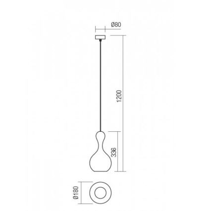 Redo 01-2257 - Lustr na lanku LOB 1xE27/42W/230V pr. 18 cm měď