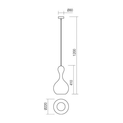 Redo 01-2259 - Lustr na lanku LOB 1xE27/42W/230V pr. 22 cm šedá
