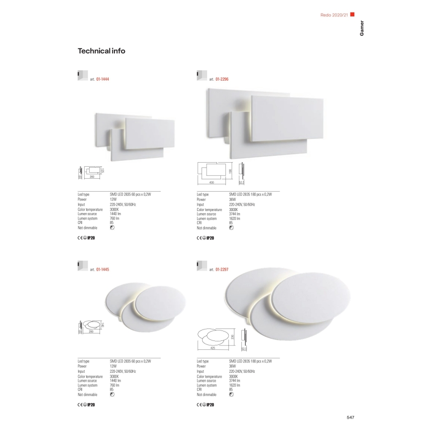 Redo 01-2297 - LED Nástěnné svítidlo GAMER LED/36W/230V bílá