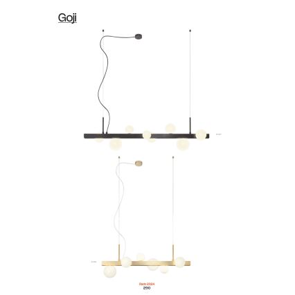 Redo 01-2377 - Lustr na lanku GOJI 8xG9/28W/230V černá