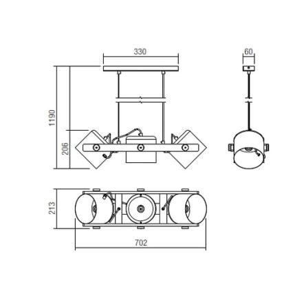 Redo 01-2403 - Lustr na lanku POOH 3xE27/42W/230V buk