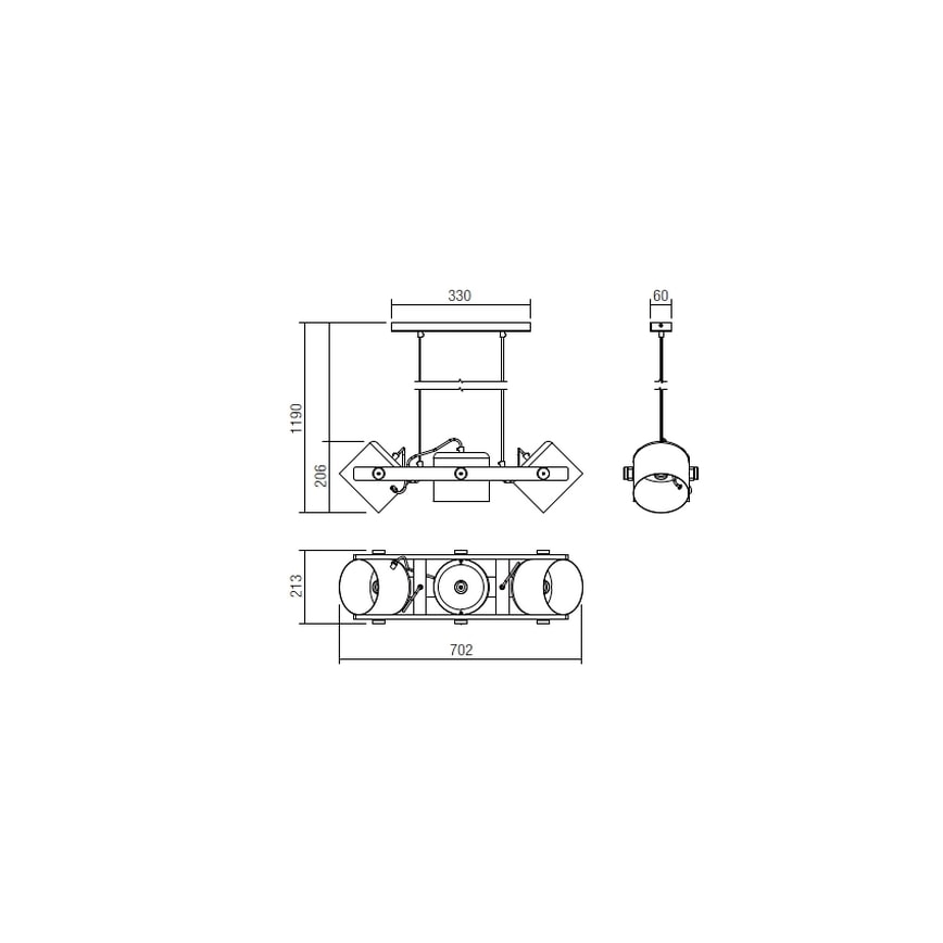 Redo 01-2403 - Lustr na lanku POOH 3xE27/42W/230V buk