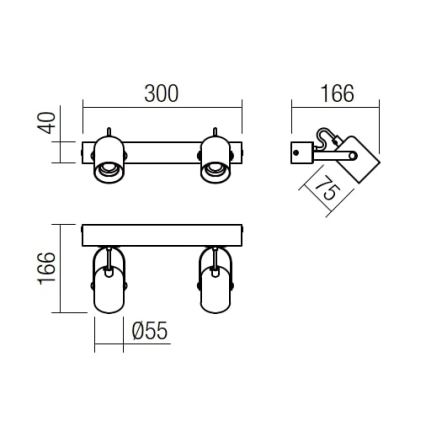 Redo 01-2416 - Nástěnné svítidlo TAFFI 2xE27/42W/230V černá/buk