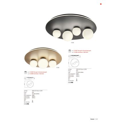 Redo 01-2466 - LED Stropní svítidlo CORUM LED/48W/230V 3000K pr. 49 cm CRI 90 černá