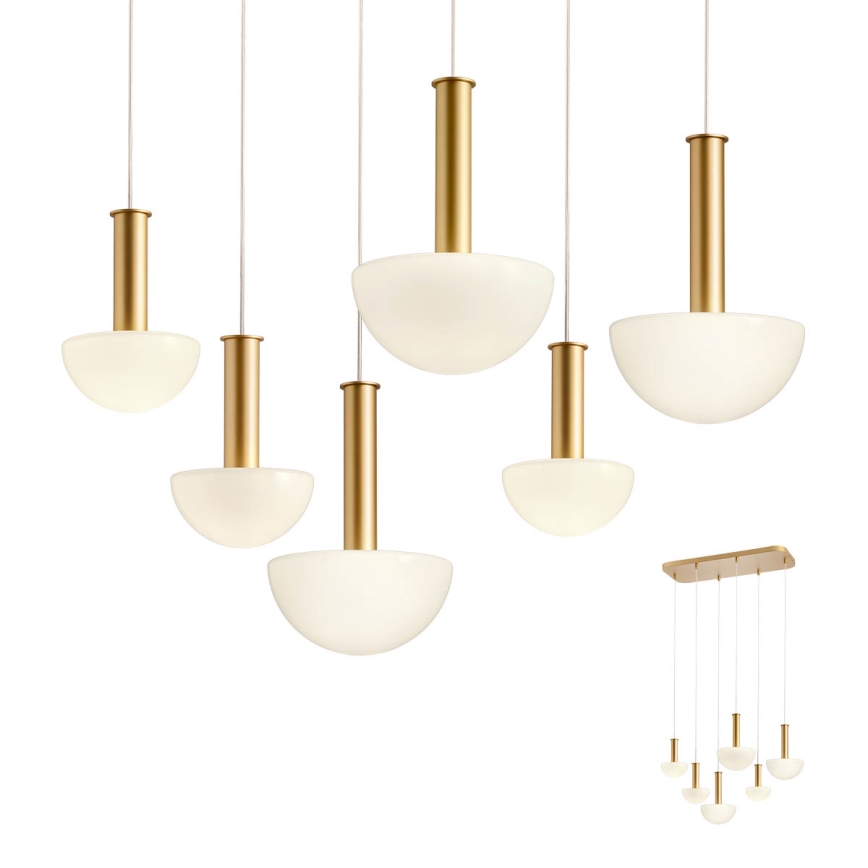Redo 01-2476 - Lustr na lanku LUMIEN 6xG9/10W/230V zlatá/bílá
