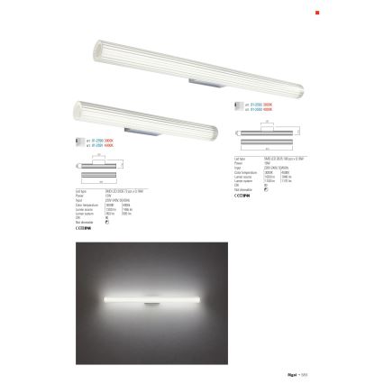 Redo 01-2593 - LED Koupelnové osvětlení zrcadla RIGAL LED/18W/230V 4000K 91 cm CRI 90 IP44 lesklý chrom/bílá