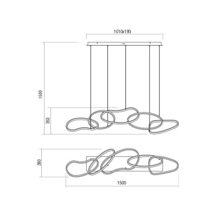 Redo 01-2599 - LED Stmívatelný lustr na lanku BIAS LED/108,6W/230V CRI 90 3000K černá