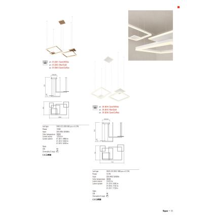 Redo 01-2614 - LED Stmívatelný lustr na lanku SIGUA LED/137W/230V CRI 90 bílá