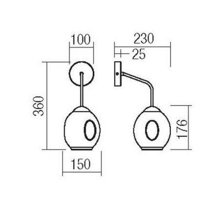 Redo 01-2617 - Nástěnná lampa PIERCE 1xE27/42W/230V zlatá/kouřová