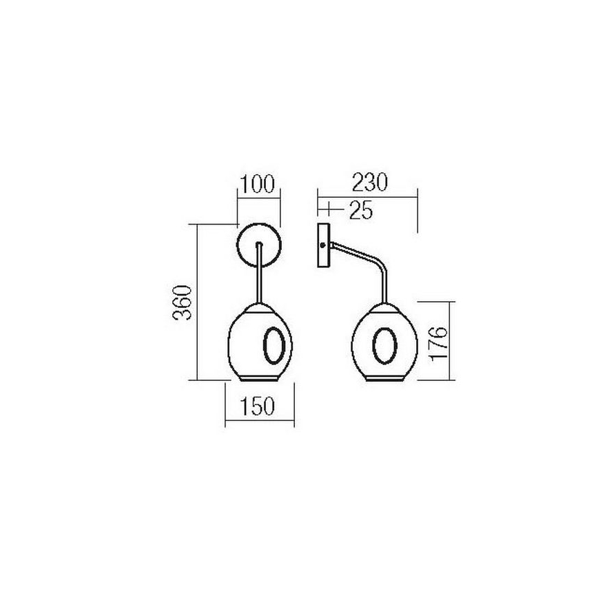 Redo 01-2617 - Nástěnná lampa PIERCE 1xE27/42W/230V zlatá/kouřová