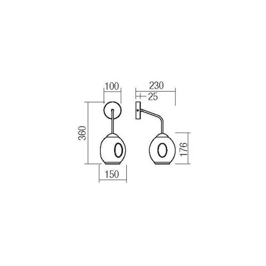 Redo 01-2618 - Nástěnná lampa PIERCE 1xE27/42W/230V černá/kouřová