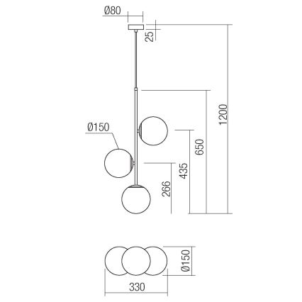 Redo 01-2627 - Lustr na lanku NIVA 3xE14/28W/230V