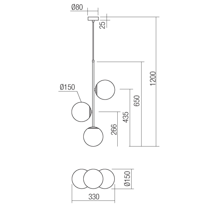 Redo 01-2627 - Lustr na lanku NIVA 3xE14/28W/230V