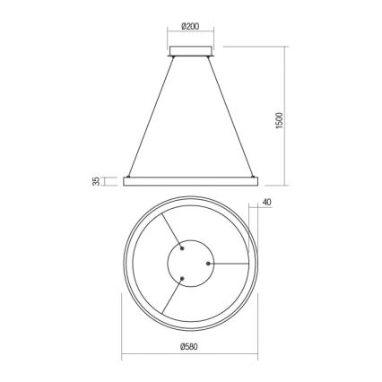 Redo 01-2674 - LED Stmívatelný lustr na lanku ICONIC LED/50W/230V pr. 58 cm černá