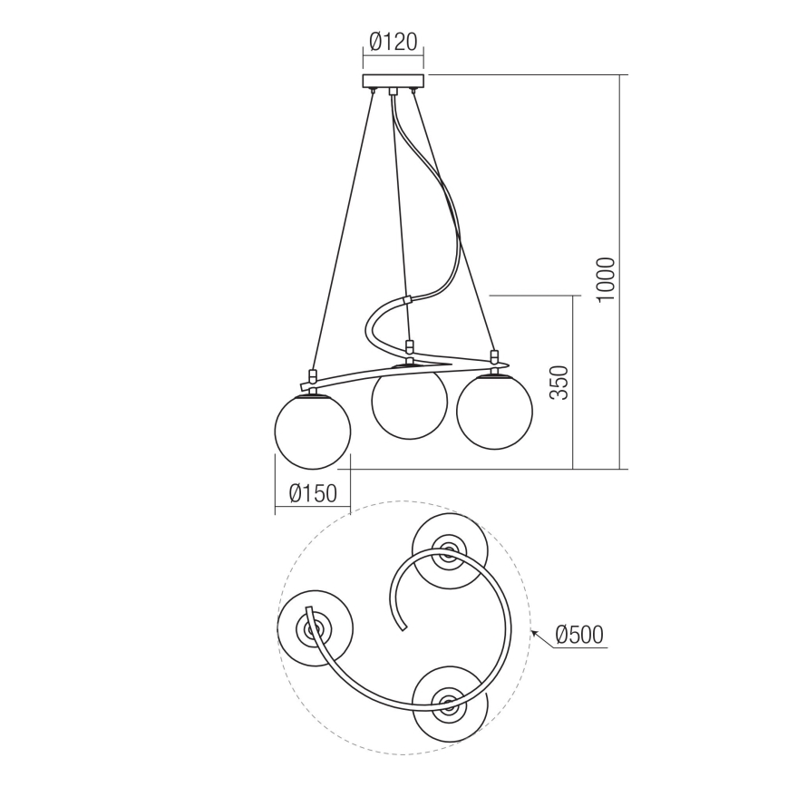 Redo 01-2716 - Lustr na lanku VOLLEY 3xE14/28W/230V černá