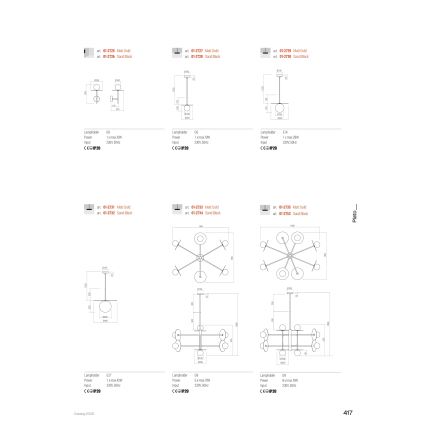 Redo 01-2753 - Lustr na tyči PLATO 8xG9/10W/230V černá