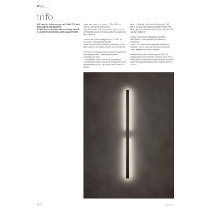 Redo 01-2769 - LED Nástěnné svítidlo WAPI LED/23W/230V 90,5 cm černá