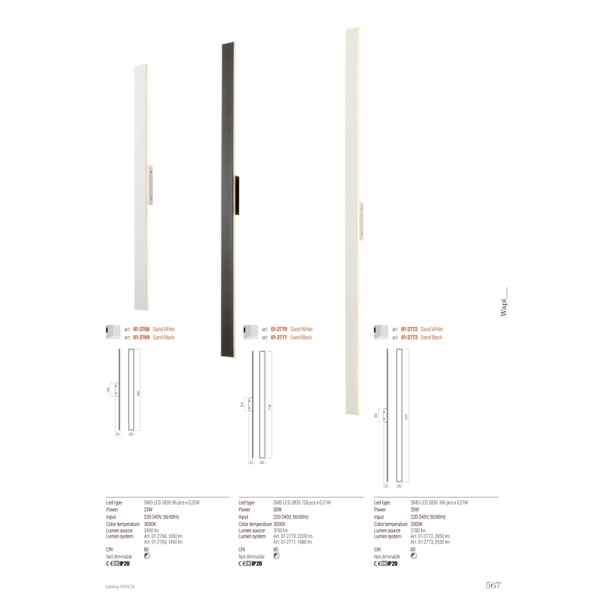 Redo 01-2769 - LED Nástěnné svítidlo WAPI LED/23W/230V 90,5 cm černá