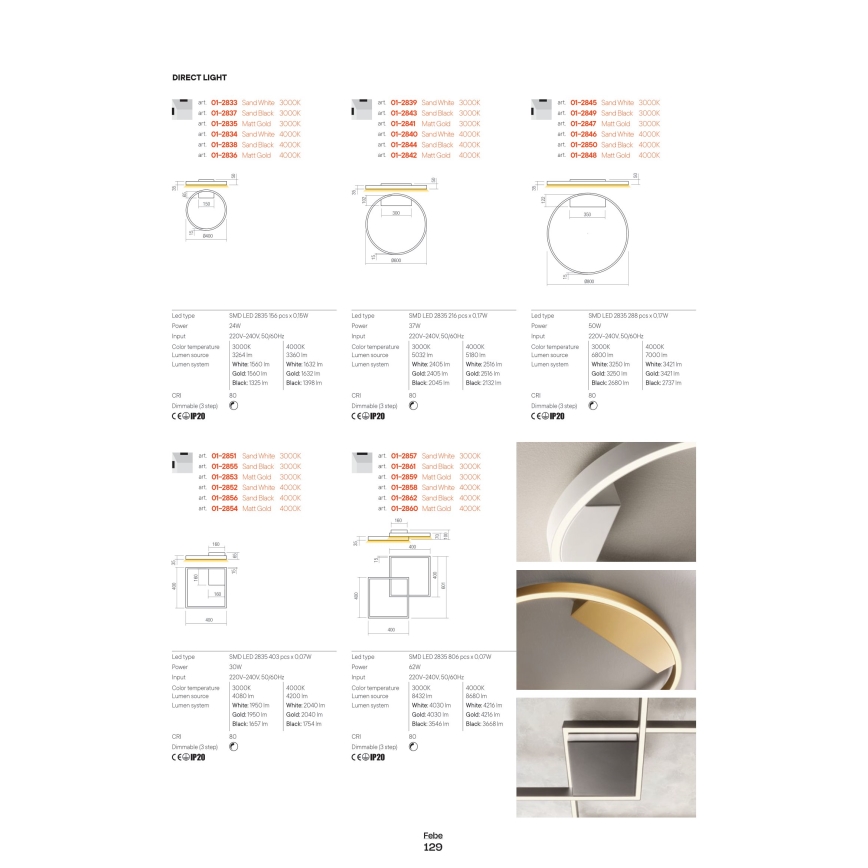 Redo 01-2817 - LED Stmívatelné nástěnné svítidlo FEBE LED/24W/230V zlatá