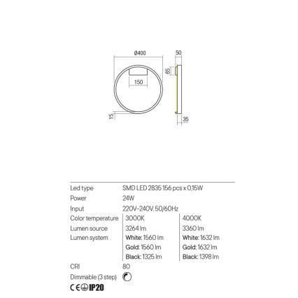 Redo 01-2817 - LED Stmívatelné nástěnné svítidlo FEBE LED/24W/230V zlatá