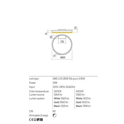 Redo 01-2837 - LED Stmívatelné nástěnné svítidlo FEBE LED/24W/230V černá