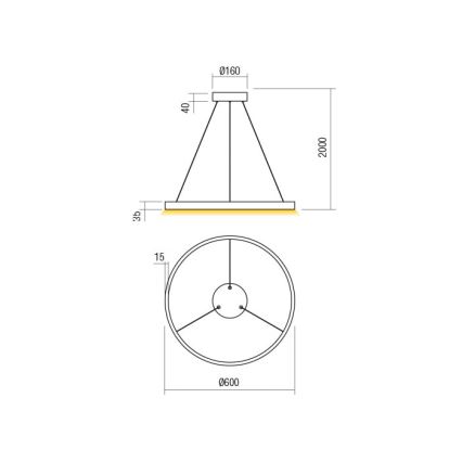 Redo 01-2865 - LED Stmívatelný lustr na lanku FEBE LED/37W/230V zlatá