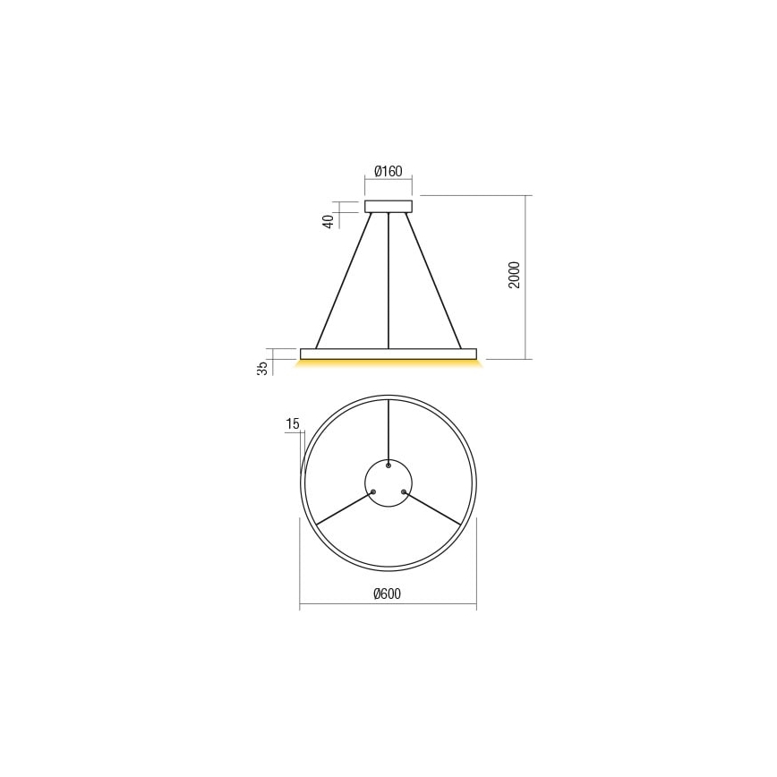 Redo 01-2865 - LED Stmívatelný lustr na lanku FEBE LED/37W/230V zlatá
