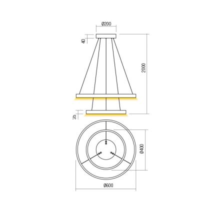 Redo 01-2891 - LED Stmívatelný lustr na lanku FEBE LED/62W/230V černá