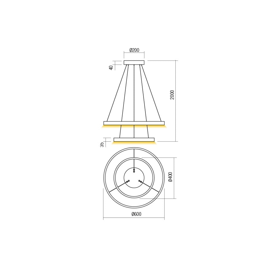Redo 01-2891 - LED Stmívatelný lustr na lanku FEBE LED/62W/230V černá