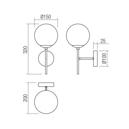 Redo 01-2942 - Nástěnná lampa MUNDI 1xE14/28W/230V měď