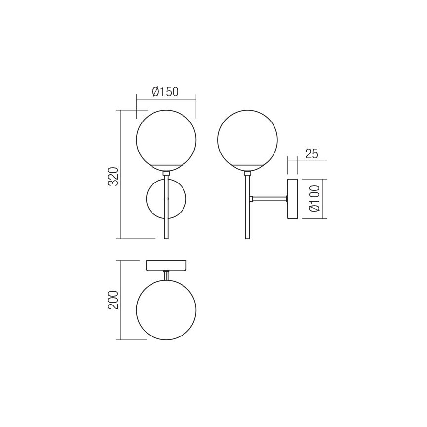 Redo 01-2942 - Nástěnná lampa MUNDI 1xE14/28W/230V měď