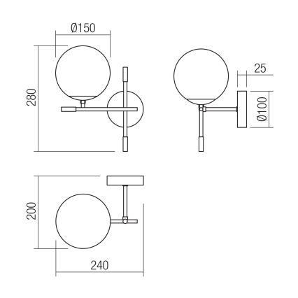 Redo 01-2945 - Nástěnné svítidlo ESSENTIAL 1xE14/28W/230V levá