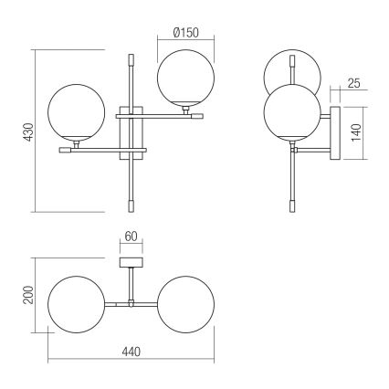 Redo 01-2946 - Nástěnné svítidlo ESSENTIAL 2xE14/28W/230V